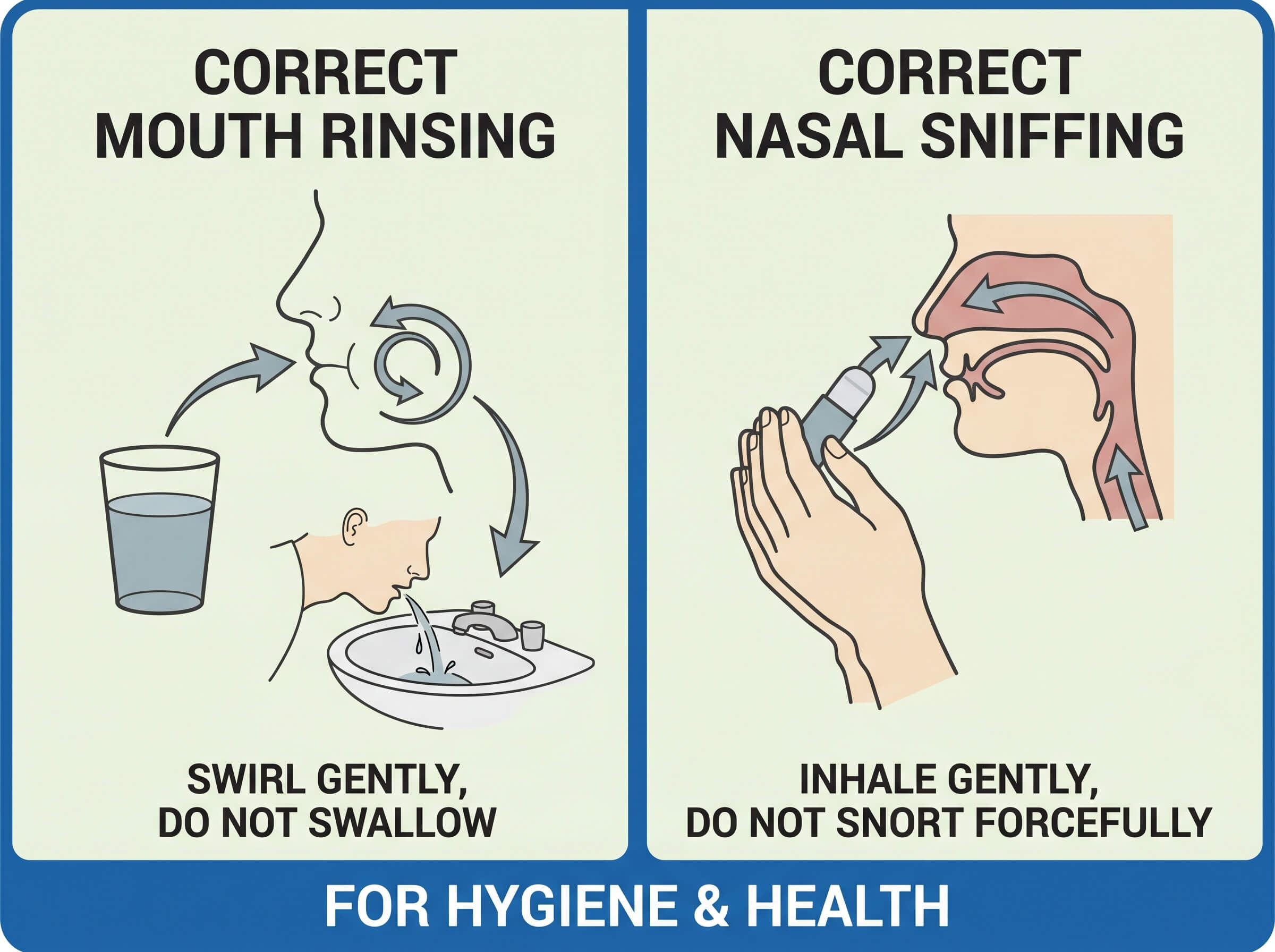 Wudu mouth rinsing madmadah and nasal sniffing istinshaq technique diagram