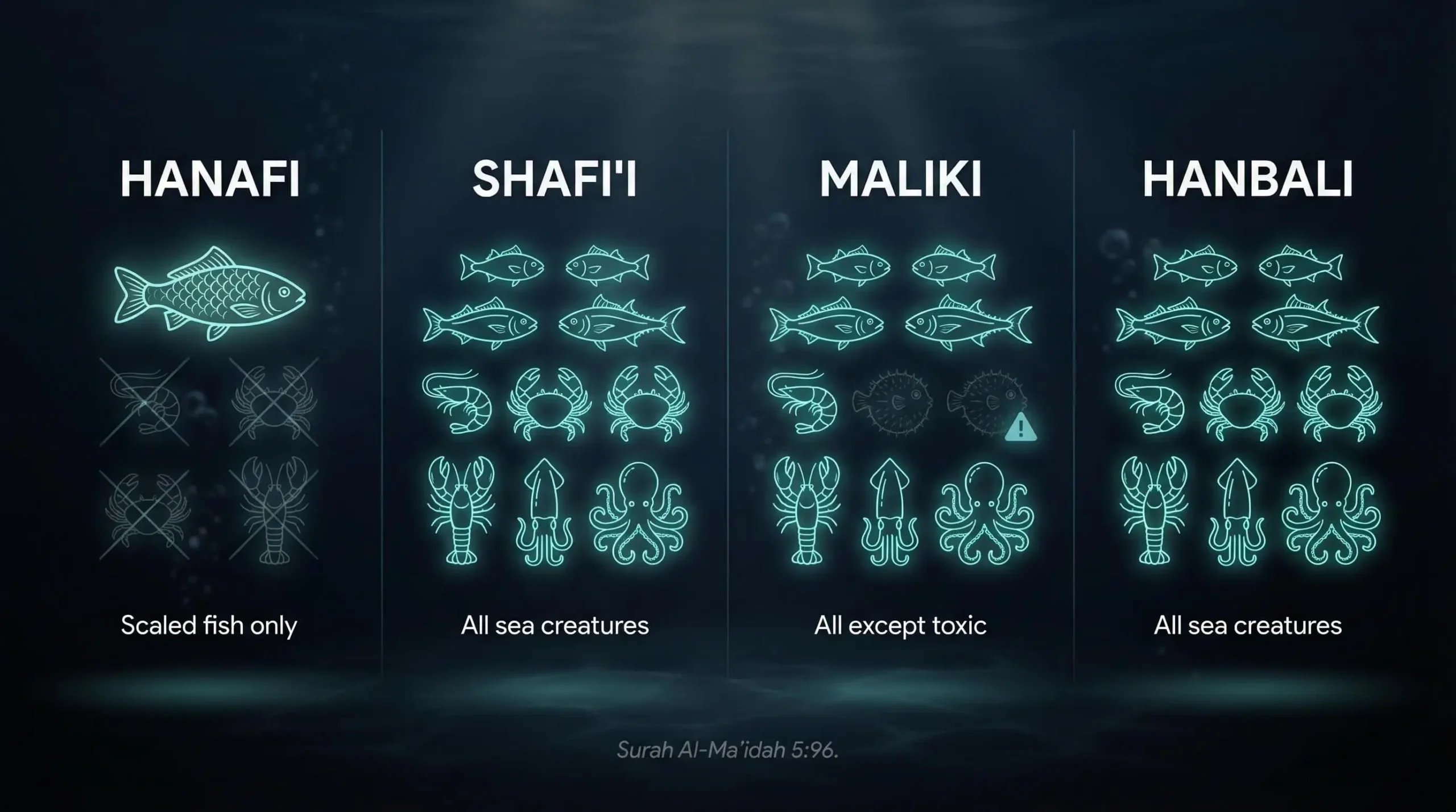 Explanation of Differences Regarding Seafood (With Evidence of Each School)