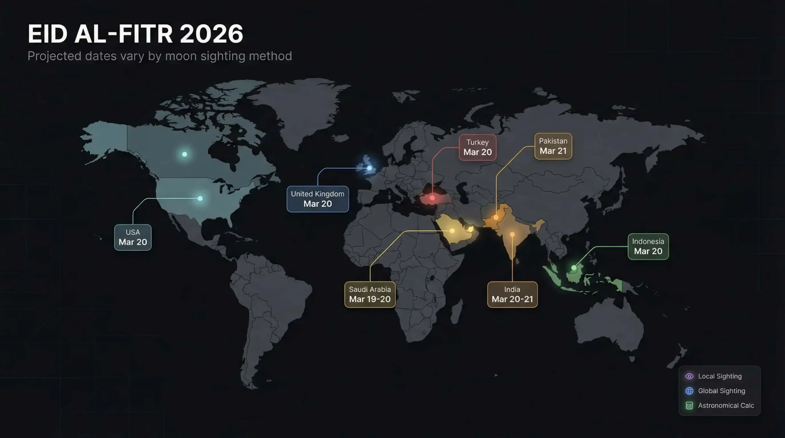 Global Eid Dates World Map