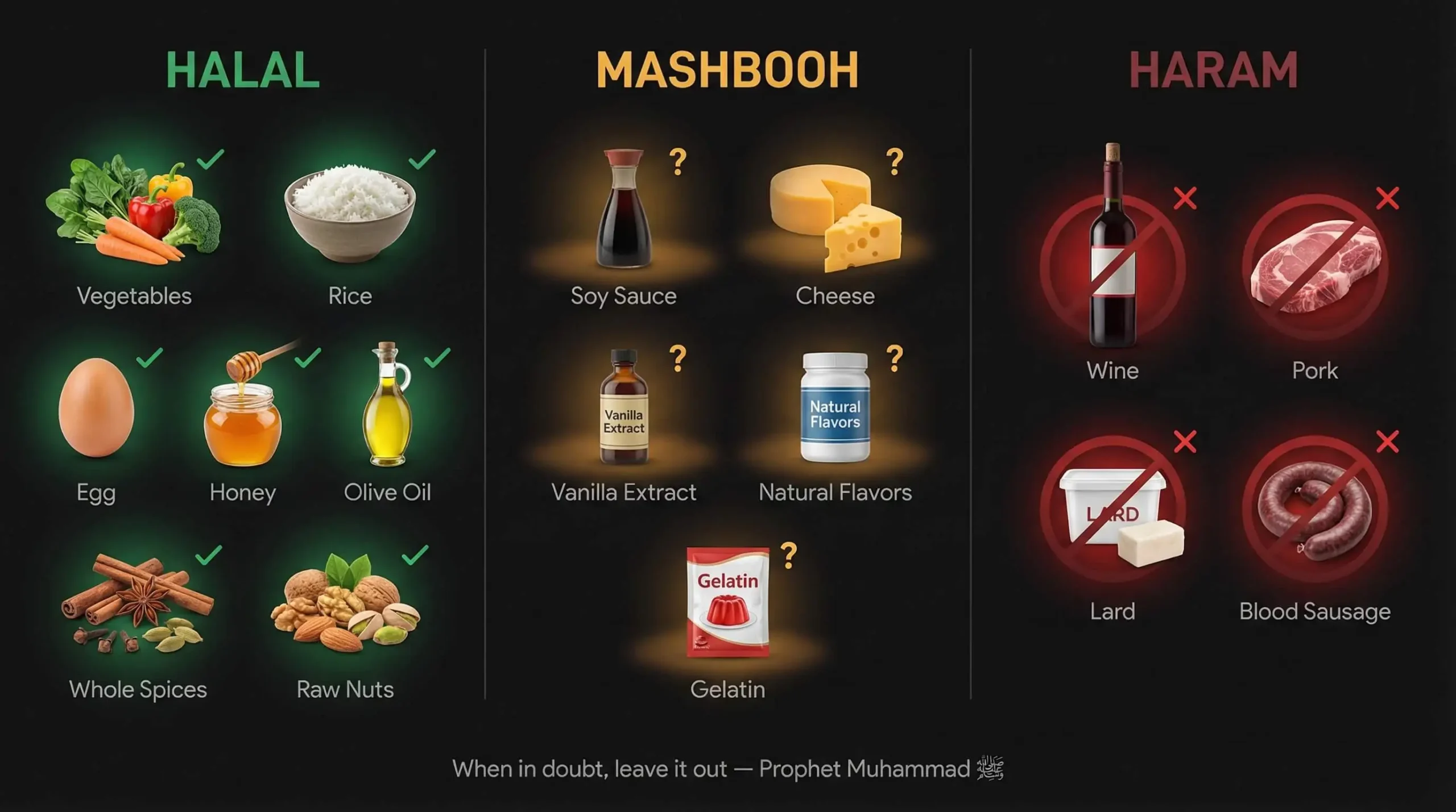 Haram and Halal Substitutes of Some of the Common Kitchen Ingredients